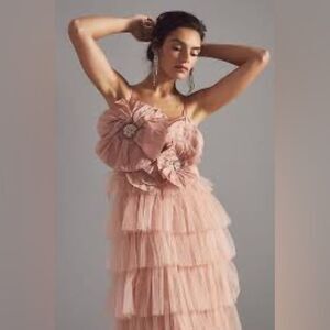 Kavita Bhartia Rosette Tiered Tulle Gown